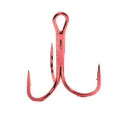 Mustad 35647 Red Round Bend Treble Hook 25 Pack