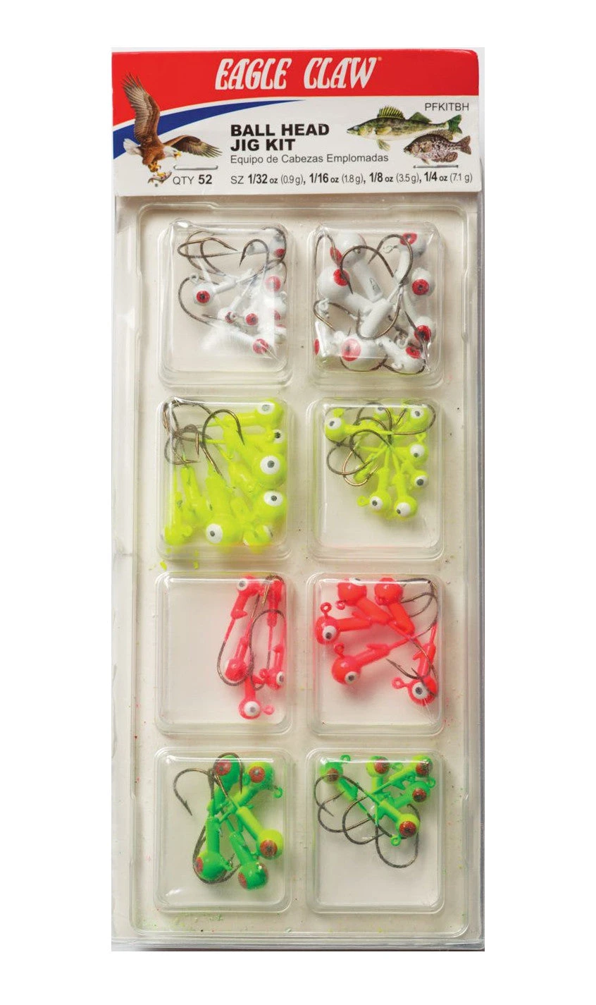Eagle Claw Ball Head Jig Kit 52-Piece Jighead Assortment 1 Eagle Claw Ball Head Jig Kit 52-Piece Jighead Assortment